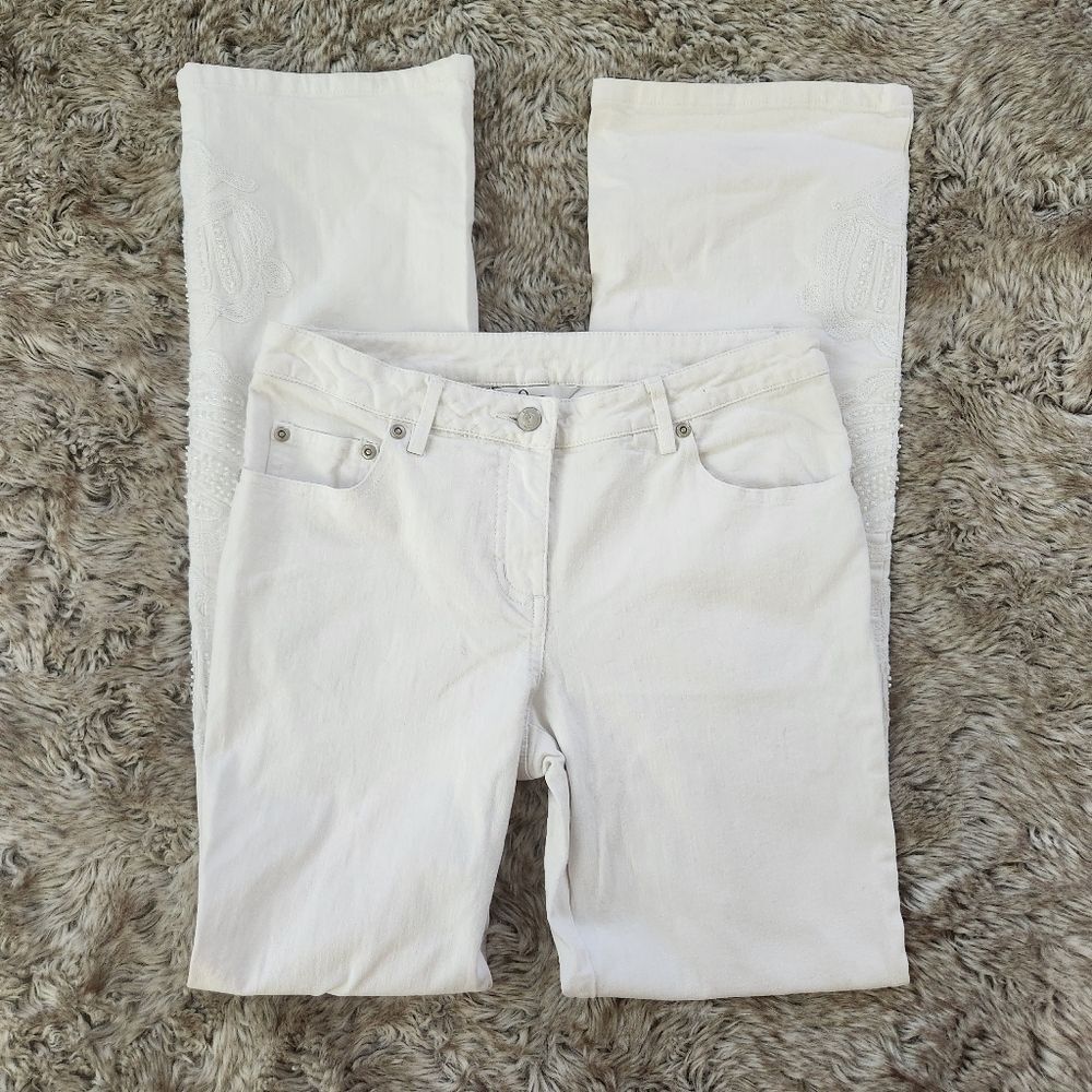 Lilly Pulitzer White‎ Boot Cut Embroidered and Beaded Seashell Jeans Size 2
